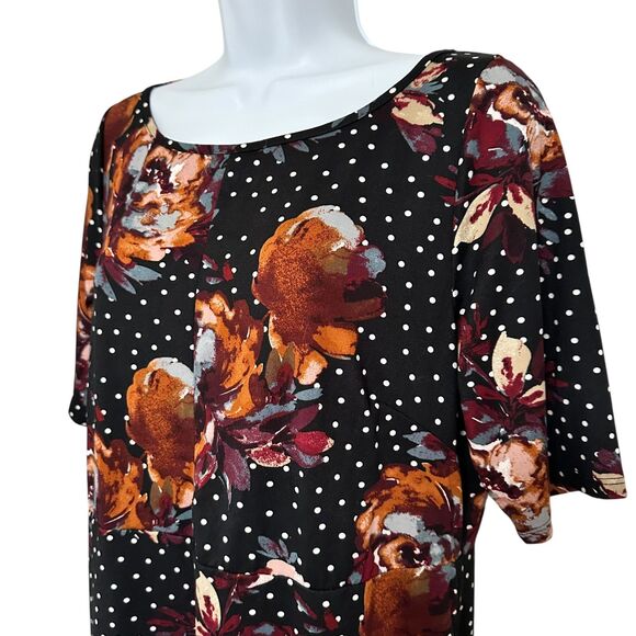 Piphany Black Floral Polka Dot Scoop Neck Tunic Size M - Picture 2 of 7